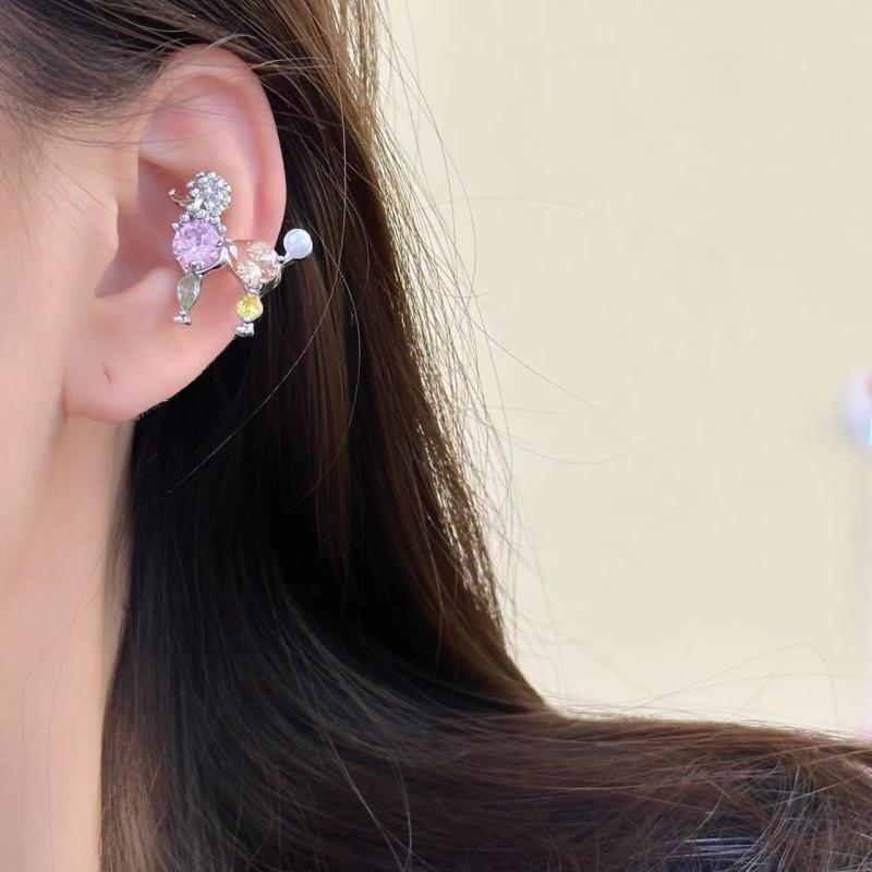 イヤーカフ レディース 子犬 ドッグ モチーフ カラージルコニア ノンホールピアス 穴なし スイートデザ..