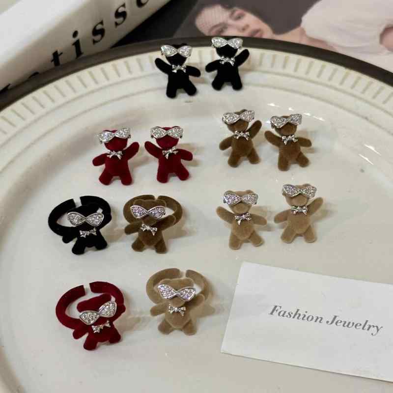 リング ピアスセット レディース 秋冬 かわいい キュート ガーリー メガネ 小熊 クマ ベア モチーフ フ..