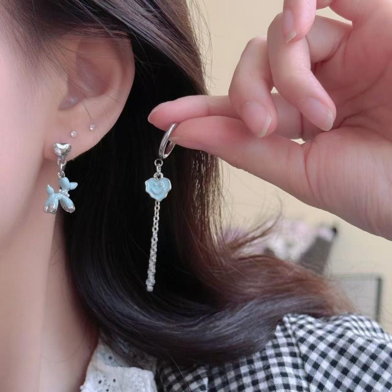 ピアス イヤリング イヤーカフ レディース 女性用 ブルー 滴釉 スマイル ハート バルーン ドッグ アシ..