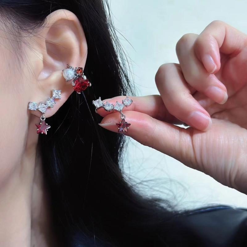 ピアス イヤリング イヤーカフ レディース フレンチスタイル パール ジルコニア スターモチーフ 高級感..