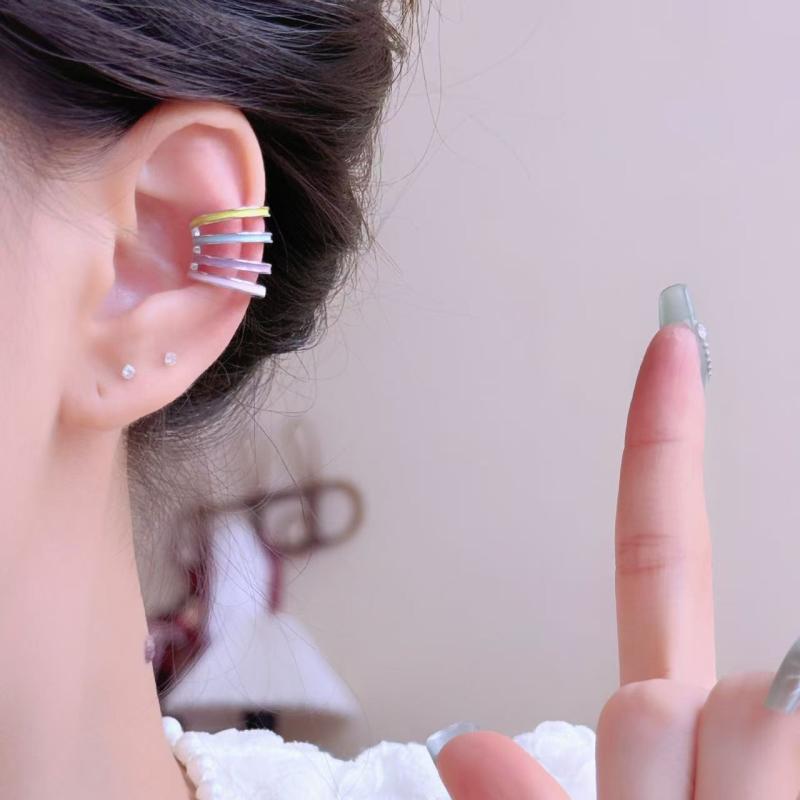 イヤーカフ レディース レインボー エナメル加工 多層 C字フープ ノンホールピアス 個性的 おしゃれ 普..