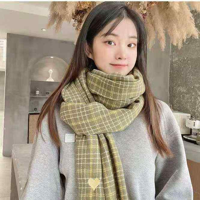 マフラー レディース 韓国風 チェック柄 ハート柄 カシミヤタッチ 厚手 大判 ロング ストール ショール ネックウォーマー 保温 防寒 通学 普段使い 秋冬