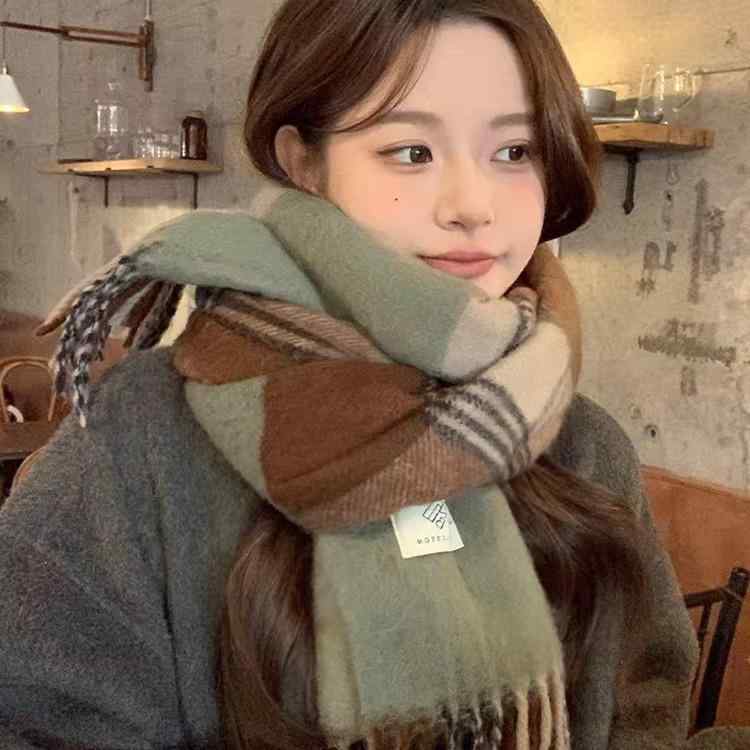 マフラー レディース レトロ上品 カシミヤ風 織り 大判 ストール ショール ネックウォーマー 秋冬 防寒 保温 暖かい 通勤 通学 2WAY ポリエステル素材