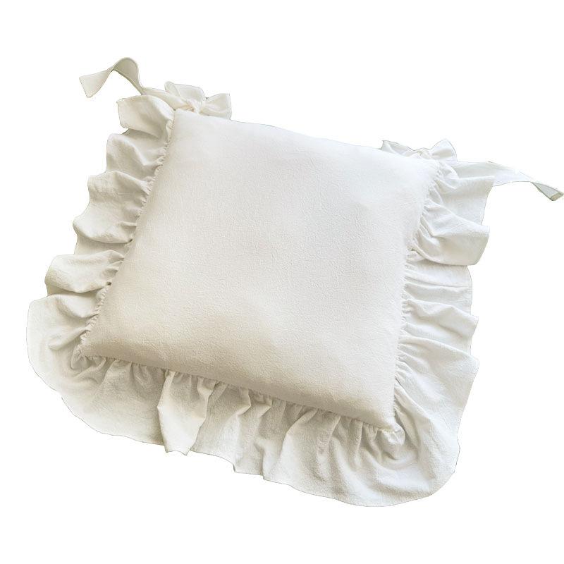 クッション レディース フレンチガーリー フリル チェアパッド ダイニングチェア用 食卓椅子 綿100% 純..