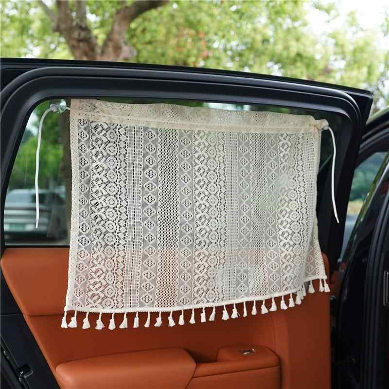 カーサンシェード ベビー キッズ レディース レース UVカット 遮光 断熱 遮熱 汎用 車載 吸盤式 サイド..