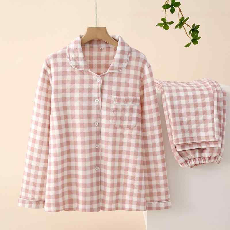 パジャマ レディース 女性用 カップル ペア 秋冬 エアリー 綿 中綿入り 保温 暖かい シンプル チェック..