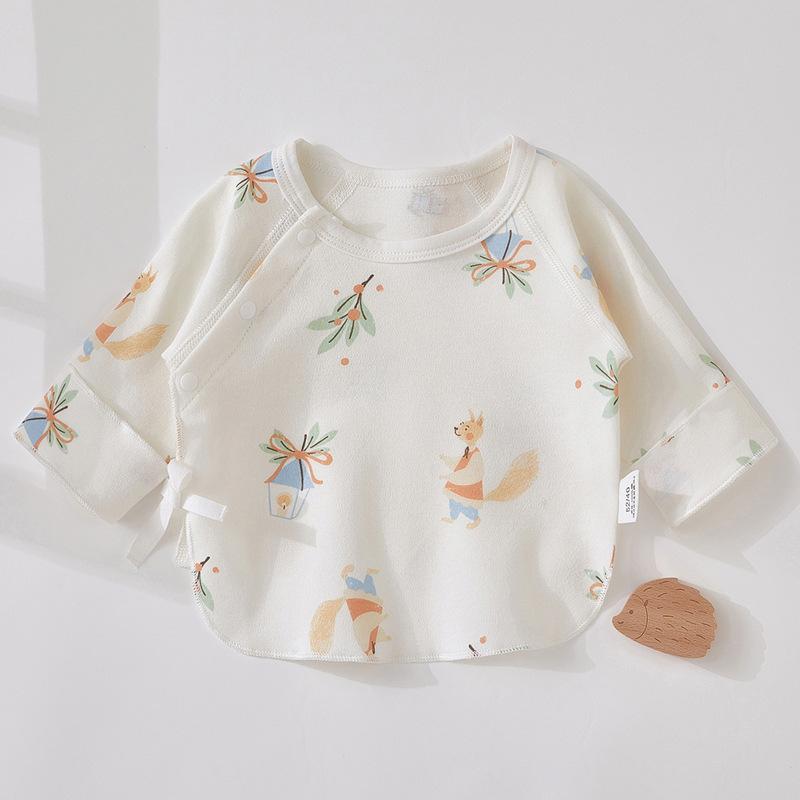 ベビー肌着 新生児 男女兼用 和装 着物風 前開き トップス 綿100% コットン 柔らかい ふんわり 起毛素..