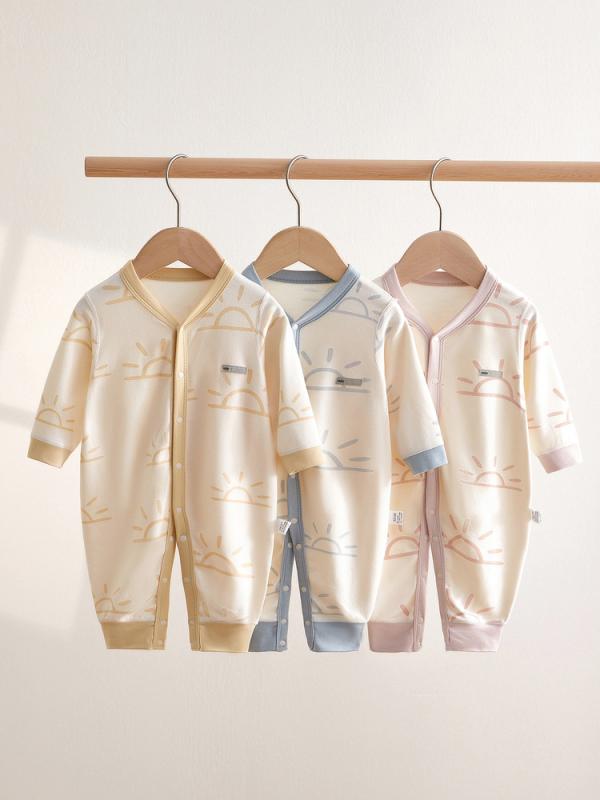 ベビー ロンパース 新生児 赤ちゃん パジャマ カバーオール 男女兼用 モダール素材 長袖 肌着 柔らか 伸縮性 吸湿速乾 肌に優しい 前開き スナップボタン フラットシーマ オールシーズン ルームウェア カジュアル ピンク ブルー イエロー