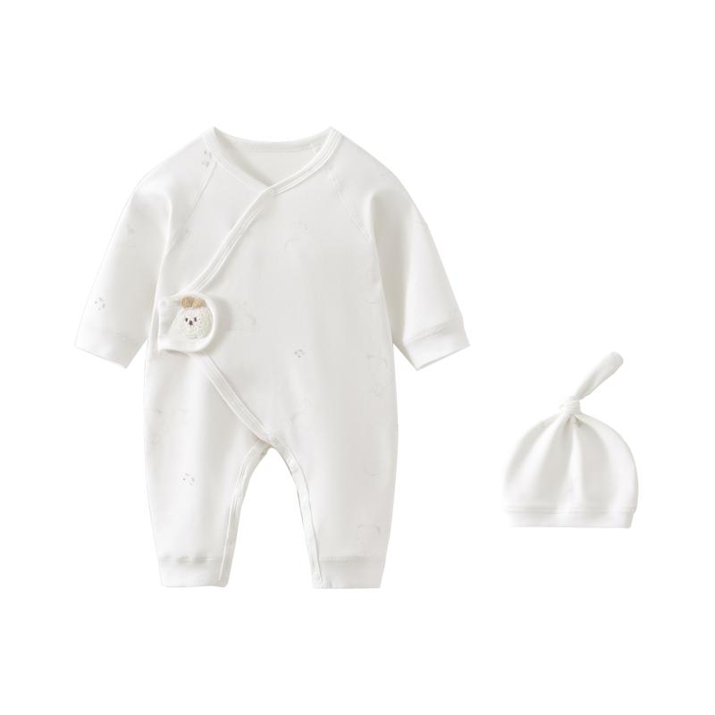 ロンパース 新生児 ベビー 長袖 春秋 綿 ソフト 抗菌 通気性 蝶々柄 無縫製 肌に優しい 斜め合わせ 男..