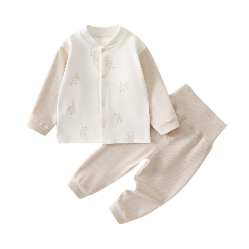 肌着 ベビー キッズ 男の子 女の子 インナーウェア 上下セット コットン 綿 吸湿速乾 春秋 秋物 部屋着 パジャマ 普段使い 新生児 幼児向け 肌に優しい 柔らかい アニマル柄 丸首