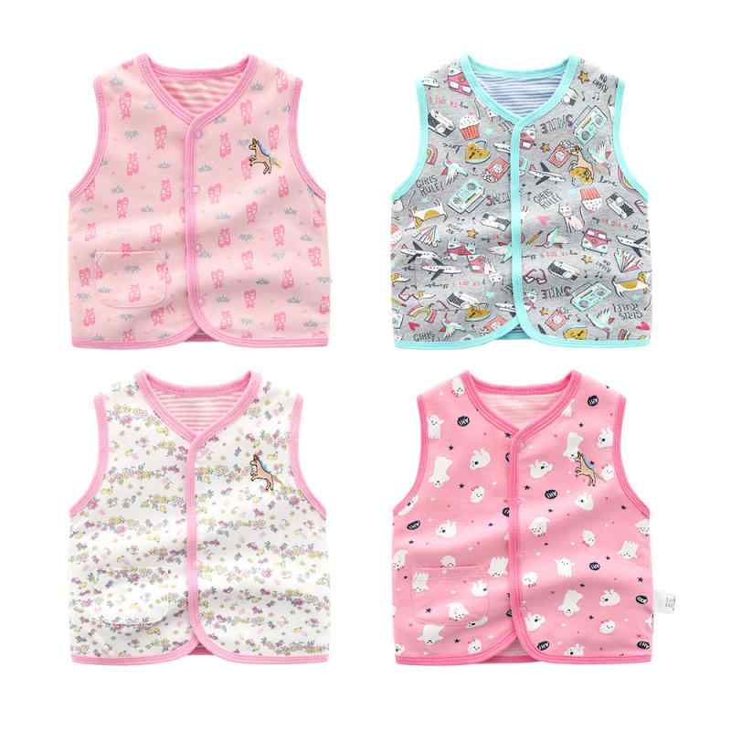 ベビー ベスト チョッキ ユニセックス 秋冬 二重仕立て 綿100% 前開き ボタン留め 中綿入り かわいい ..