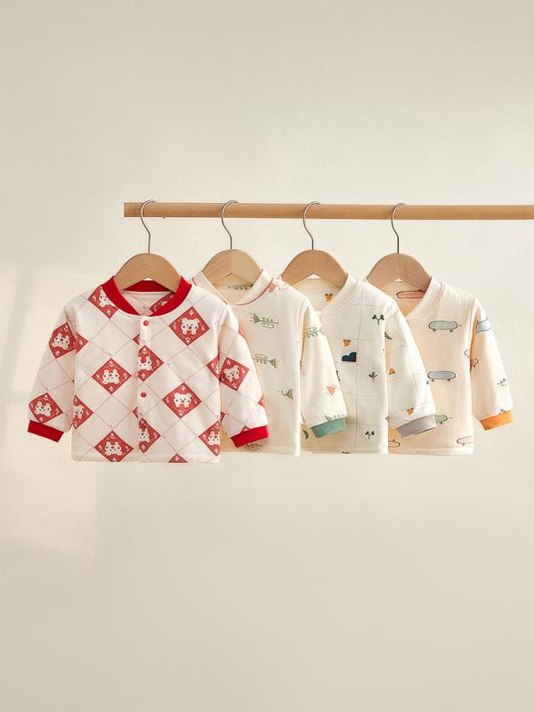 ベビー服 新生児 秋冬 トップス 綿100% 中綿入り 薄手 キルティング ソフト加工 やわらか 男女兼用 フ..