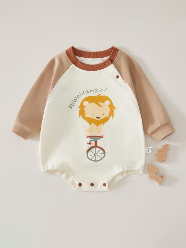 ベビーロンパース 新生児 赤ちゃん 長袖 綿100% 吸湿速乾 肌着 春秋冬 三角ロンパース カバーオール 男女兼用 韓国風 ドゥドゥサーカス柄