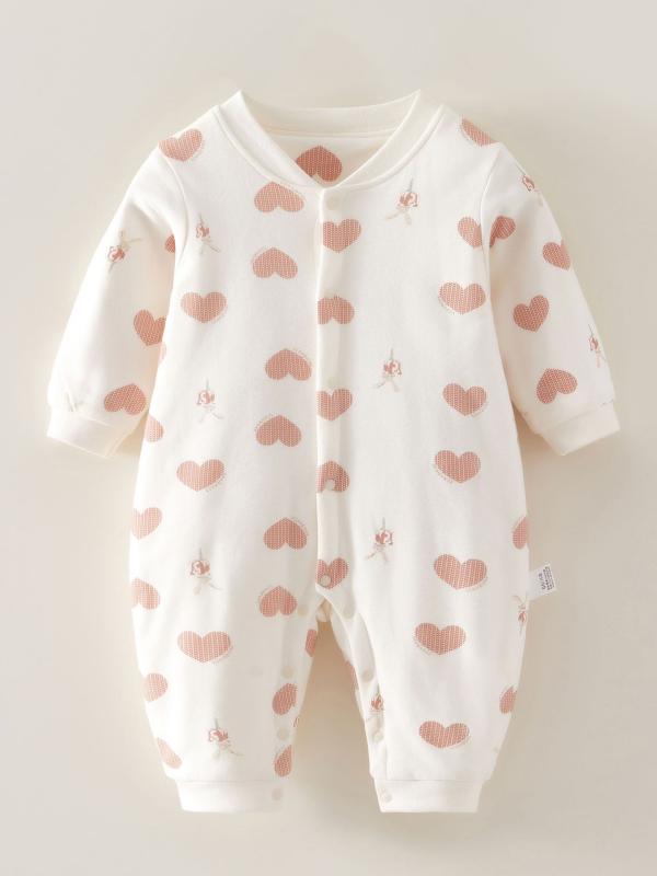 ロンパース ベビー 男女兼用 新生児 赤ちゃん服 秋冬 冬服 キルティング 中綿 長袖 綿100% 厚手 暖かい..