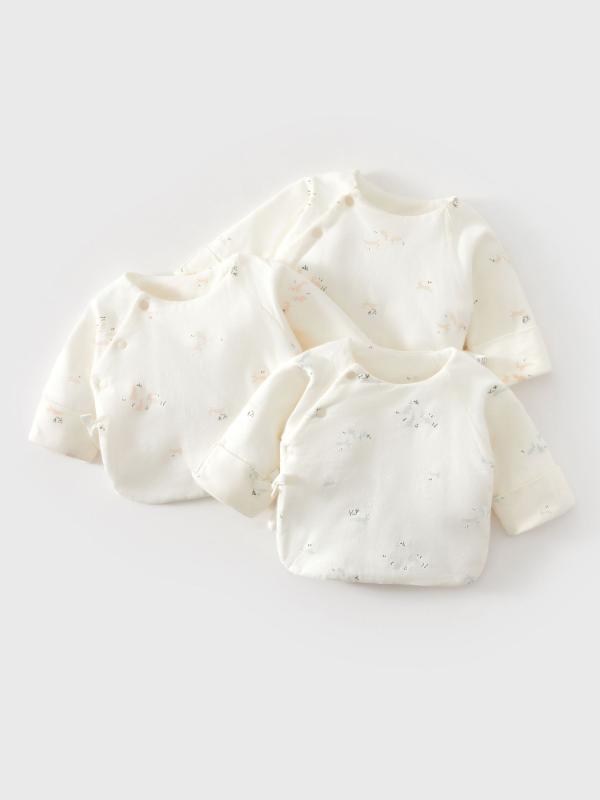 ベビー肌着 新生児 赤ちゃん 男女兼用 和風 和装 前開き トップス 秋冬 保温 薄手 綿100% コットン 柔..