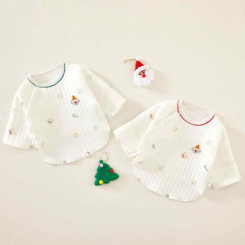 ベビー服 新生児 肌着 純綿 コットン100% 赤ちゃん 保温 暖か 春秋用 丸首 男女兼用 キャラクタープリ..