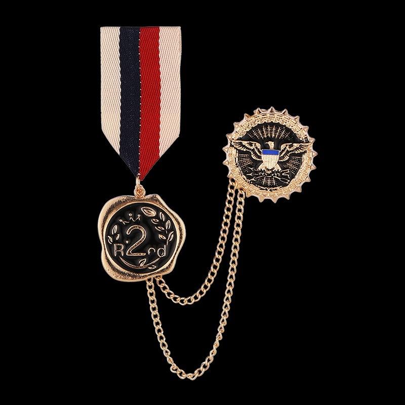 ブローチ メンズ 欧米 レトロ ヴィンテージ ミリタリー ワシ 麦の穂 エンブレム スーツ ジャケット シ..