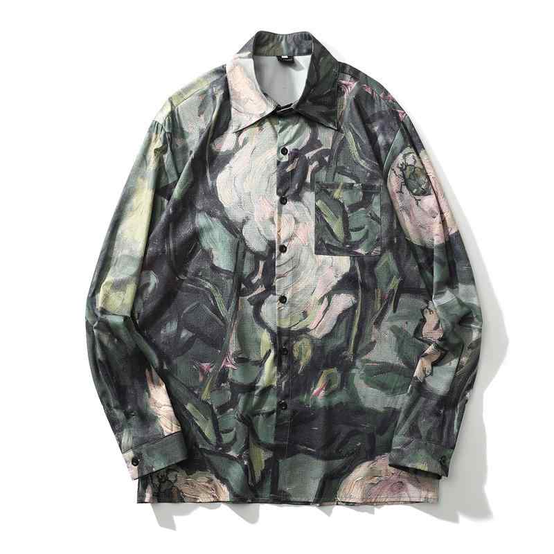 シャツ メンズ 紳士用 熱帯 ハワイアン リゾートスタイル 旅行 普段使い 植物 花柄 総柄 プリント 長袖 ポリエステル ゆったり ルーズフィット 角襟 春夏(4)