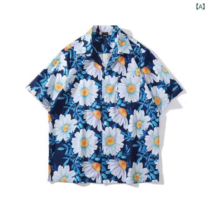 シャツ メンズ 半袖 花柄 ゆったり ビッグシルエット ヴィンテージ風 開襟シャツ アロハシャツ ストリート カジュアル 夏 トップス