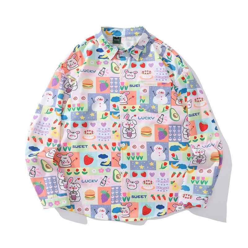 シャツ メンズ トップス アメカジ キャラクタープリント レトロ かわいい ユニークデザイン 個性的 オ..