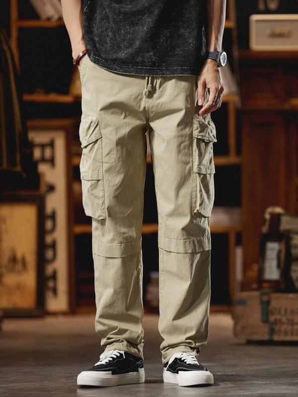 パンツ メンズ 男性用 カーゴパンツ アメカジ ストリート ロング丈 ワイド ストレート ゆったり 多ポケット 微弾性 コットン 綿 春秋 カジュアル アウトドア 普段使い 耐摩耗 way-ugo-10421379 way-ugo パッケージ画像
