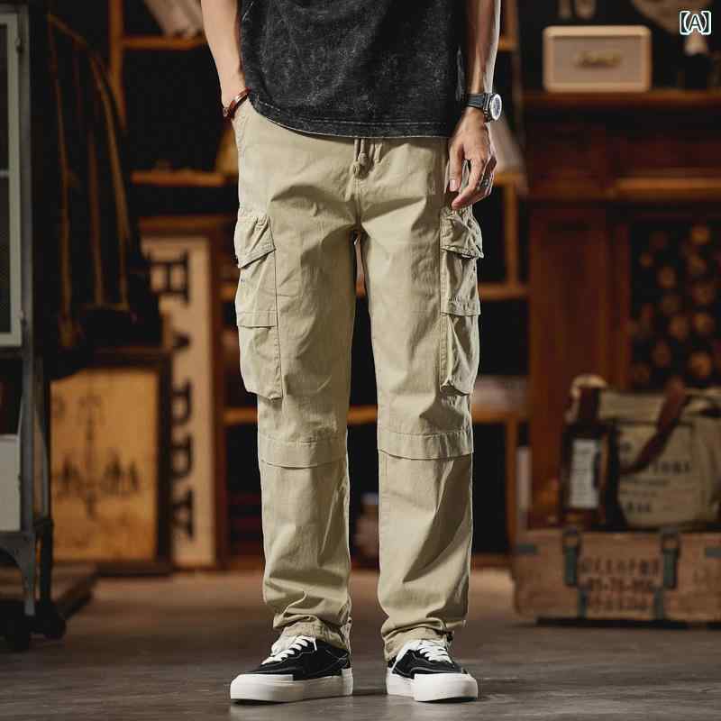 パンツ メンズ 男性用 カーゴパンツ アメカジ ストリート ロング丈 ワイド ストレート ゆったり 多ポケット 微弾性 コットン 綿 春秋 カジュアル アウトドア 普段使い 耐摩耗 way-ugo-10421379 way-ugo サンプル画像2
