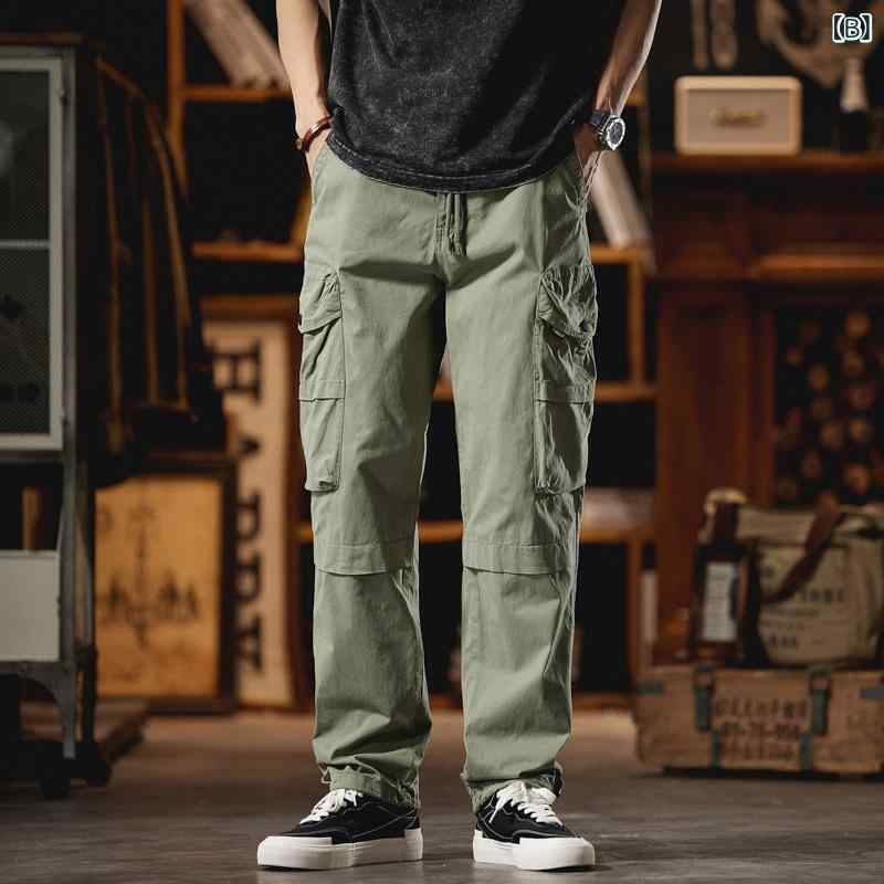 パンツ メンズ 男性用 カーゴパンツ アメカジ ストリート ロング丈 ワイド ストレート ゆったり 多ポケット 微弾性 コットン 綿 春秋 カジュアル アウトドア 普段使い 耐摩耗 way-ugo-10421379 way-ugo サンプル画像3