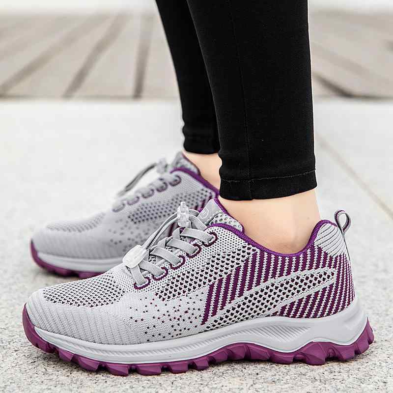 スニーカー レディース シニア 高齢者 ウォーキングシューズ 軽量 ニットアッパー ソフトソール 柔らかい底 運動靴 トラベルシューズ 普段使い お散歩 マジックテープ 面ファスナー ローヒール