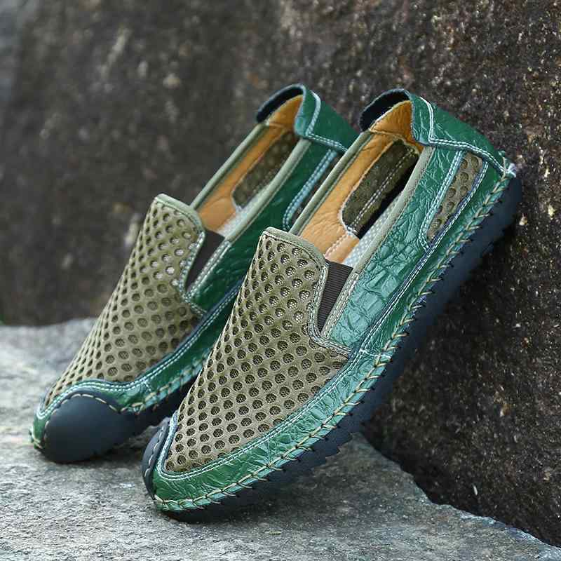 楽天way-ugoシューズ 男性用 春夏秋 スリッポン メッシュ 大網目 通気性 軽量 ラウンドトゥ フラットヒール 大きいサイズ アウトドア カジュアル ウォーキング レジャー 普段履き 靴