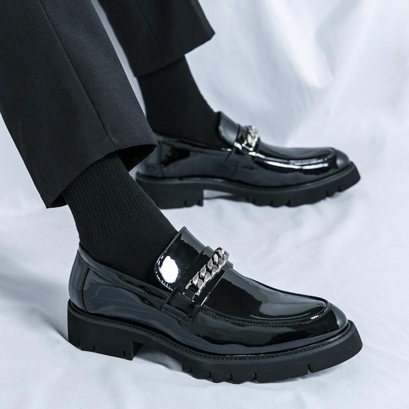 ローファー メンズ 男性用 厚底 ボリュームトゥ ラウンドトゥ エナメル パテントレザー 合皮 フェイク..