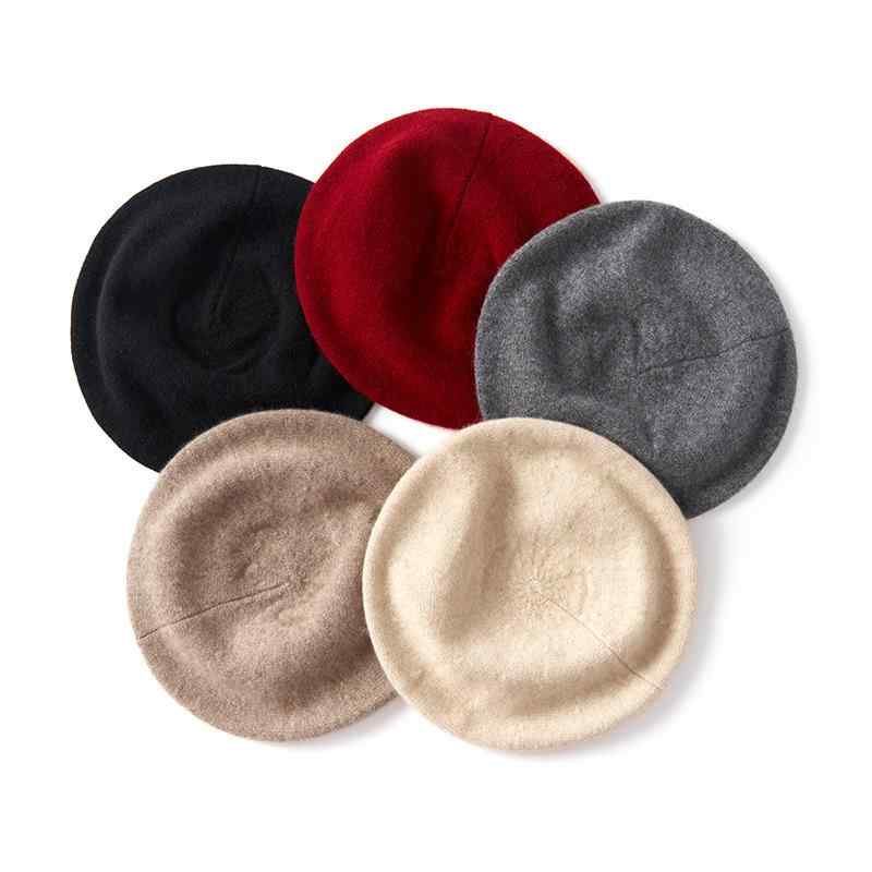 楽天way-ugoベレー帽 レディース カシミヤ ニット 防寒 保温 暖かい アウトドア カジュアル ファッション 肉厚 高級感 上品 エレガント 無地 シンプル 秋冬 普段使い お出かけ タウンユース 黒 グレー 紫