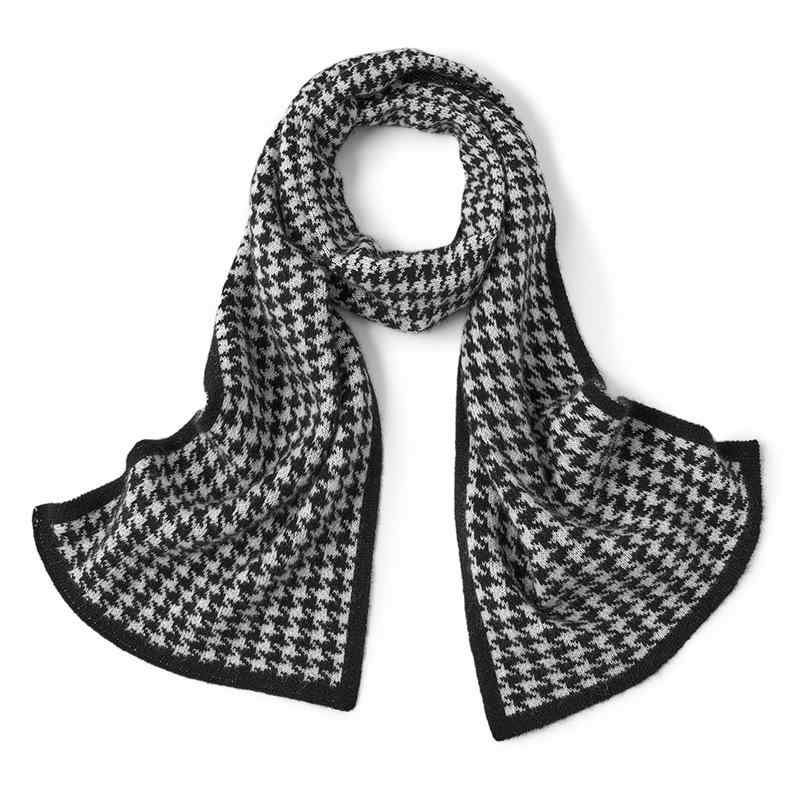 ストール レディース カシミヤ100% 千鳥格子 ニット バイカラー 防寒 保温 マフラー ショール ネックウォーマー 上品 エレガント 秋冬 キャメル ボルドー ブラック