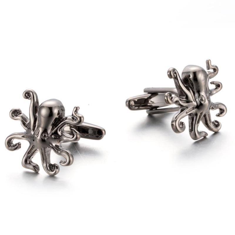 カフスボタン メンズ 男性用 カフリンクス フレンチスタイル タコ オクトパス 動物モチーフ アニマルデ..
