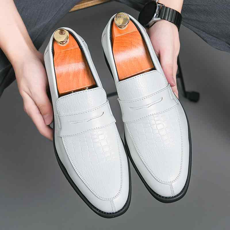 メンズ 革靴 レザーシューズ 黒白切り替え スリッポン ローファー ビジネス カジュアル 大きいサイズ P..