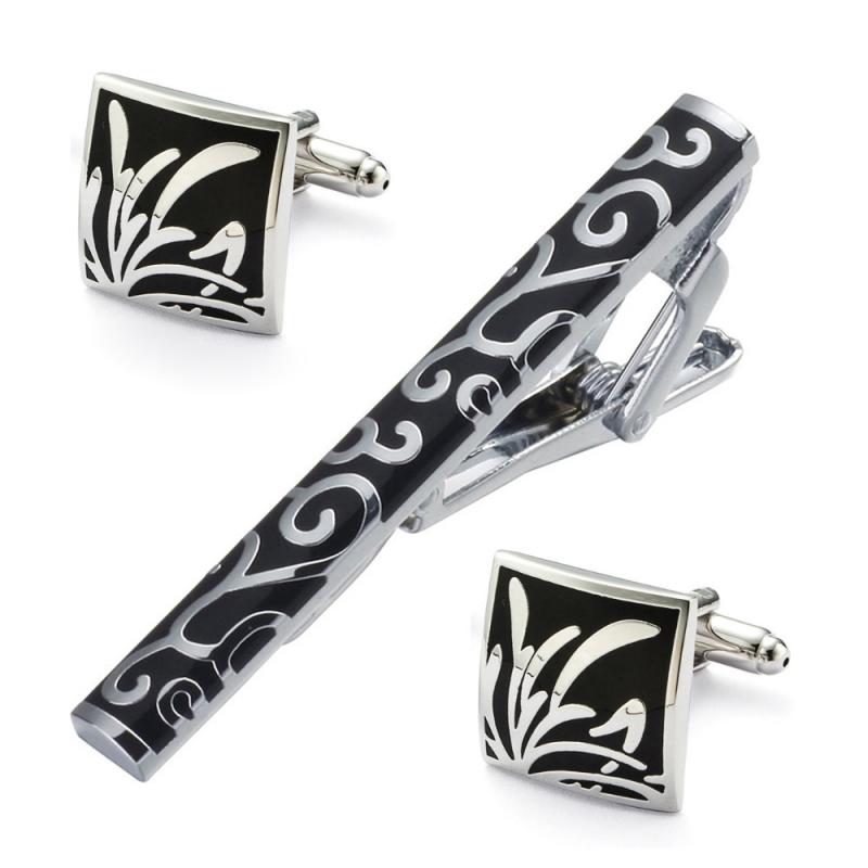 ネクタイピン メンズ カフスボタン セット クラシック 幾何学デザイン 上品な光沢 ビジネス フォーマル..