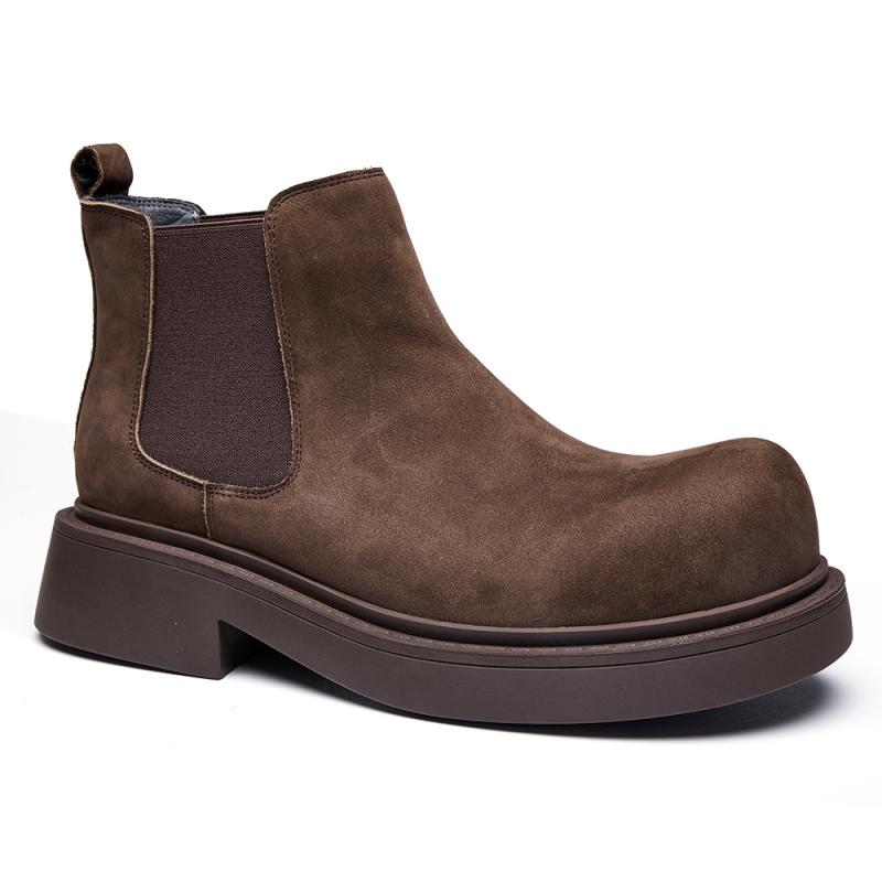 チェルシーブーツ メンズ 男性用 牛革 本革 ショートブーツ 厚底 スリッポン カジュアル ビジネス ビジカジ ライトビジネス ブリティッシュスタイル 多用途 おしゃれ ブラック ブラウン
