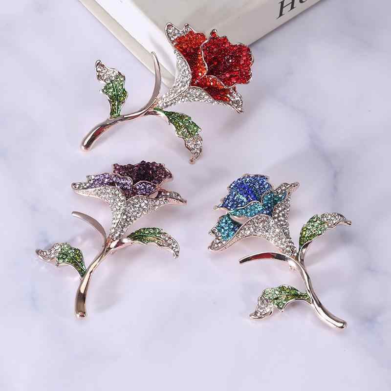 ブローチ レディース 女性用 ローズ バラ 花 フラワー パヴェジルコニア 合金 エレガント 上品 華やか ..