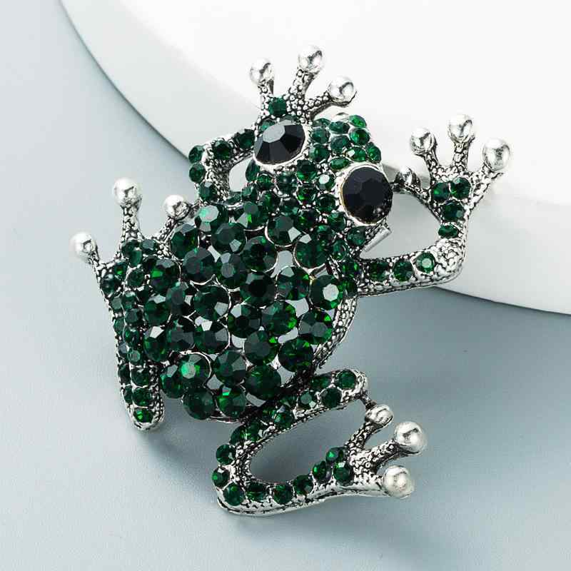 ブローチ レディース レトロ アンティーク 上品 エレガント カエルモチーフ 動物 アニマル ストーン ラインストーン ファッション小物 アクセサリー デイリー 普段使い パーティー 結婚式 フォーマル カジュアル(x2)