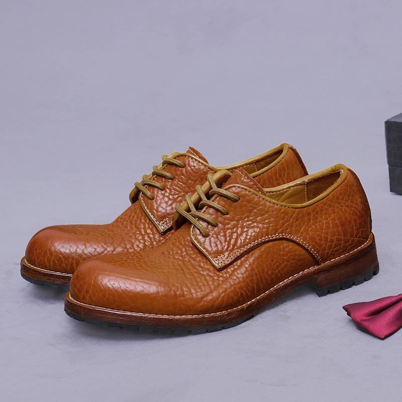 革靴 メンズ 本革 牛革 ライチ型押し ビジネス 紳士靴 ワークテイスト ラウンドトゥ ローカット ヨーロ..