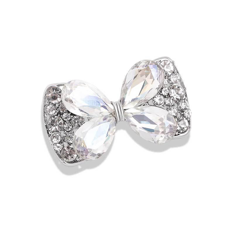 ブローチ レディース 女性用 蝶結び リボン クリスタル ガラス ラインストーン ビジュー 合金 ファッシ..