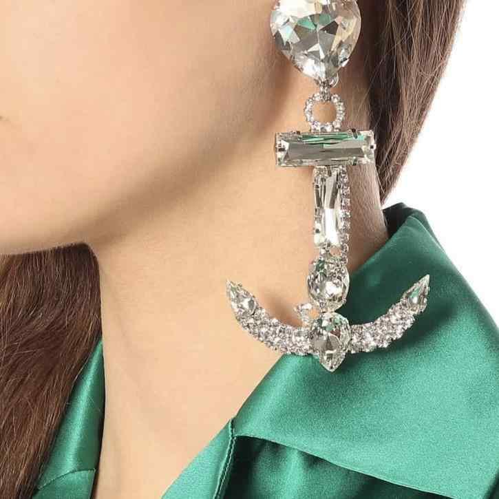 ピアス レディース 欧米風 ランウェイ 個性的 大ぶり ジルコニア マリン風 アンカーモチーフ シルバー ..