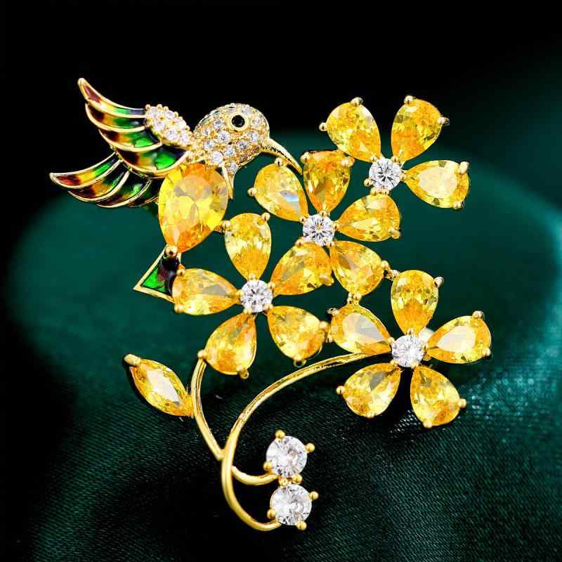 ブローチ 男女兼用 花鳥モチーフ 上品 エレガント おしゃれ 銅製 電気メッキ加工 スーツ コート チャイナドレス アクセサリー フォーマル カジュアル パーティー 入学式 卒業式 小物