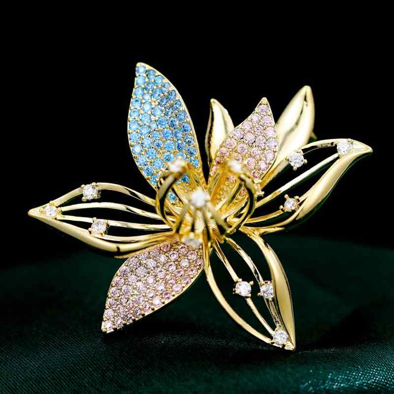 ブローチ レディース 韓国風 カラフル フラワー ジルコニア エレガント 上品 おしゃれ クリエイティブ ジャケット スーツ コート ワンピース スカート フォーマル アクセサリー