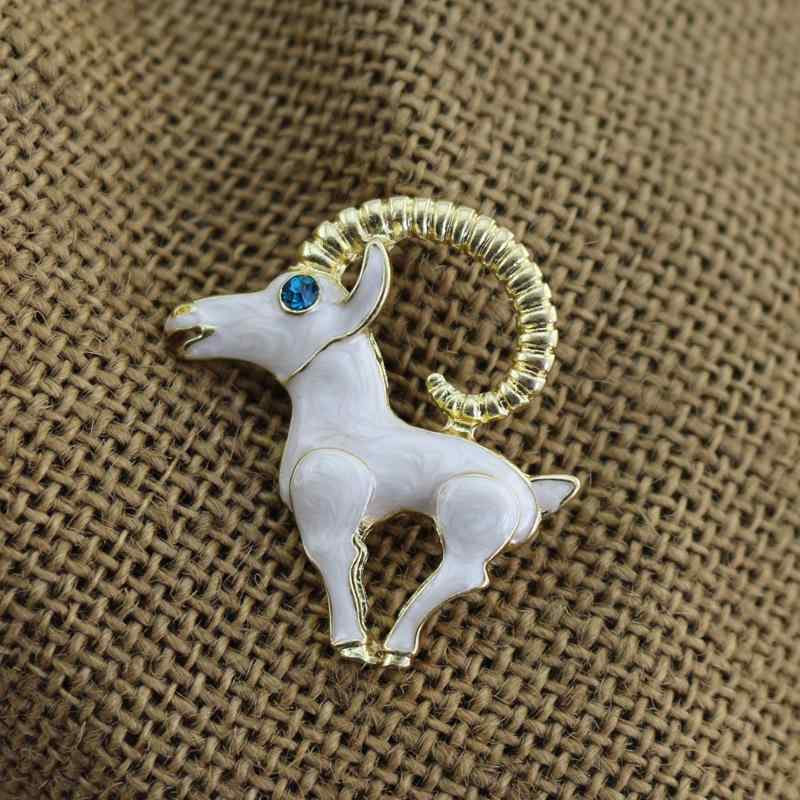 ブローチ レディース 欧米風 レトロ ヴィンテージ エナメル ジルコニア 合金 アニマルモチーフ 大山羊 ..