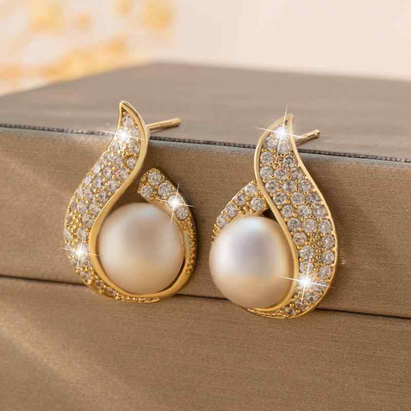 楽天way-ugoピアス レディース 上品 エレガント 銅 ジルコニア 925シルバーポスト スタッドピアス ゴールド オーバル 幾何学 ウェディング ブライダル ドレス パーティー 結婚式