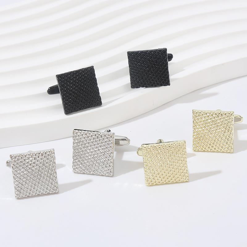カフス メンズ 男性用 ユニセックス スクエア 正方形 合金製 鏡面仕上げ 電気メッキ 彫刻 格子柄 チェ..