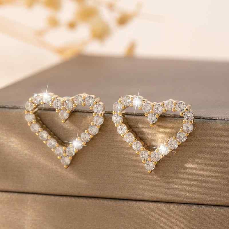ピアス レディース ハート型 銅製 ジルコニア 925シルバーポスト 高級感 エレガント 欧米風 金色 電気メッキ加工 ファッション 通勤 カジュアル