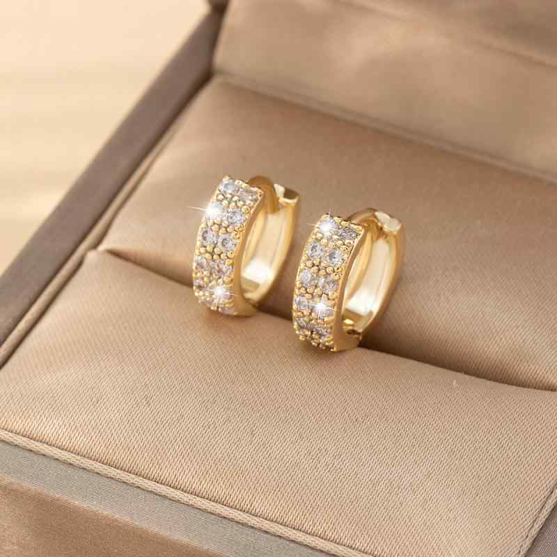 耳飾り 男女兼用 フープ イヤリング イヤーカフ 幾何学 円形 銅 ジルコニア 電気メッキ加工 高級感 欧米風 カジュアル 上品 万能 通勤 普段使い ゴールド