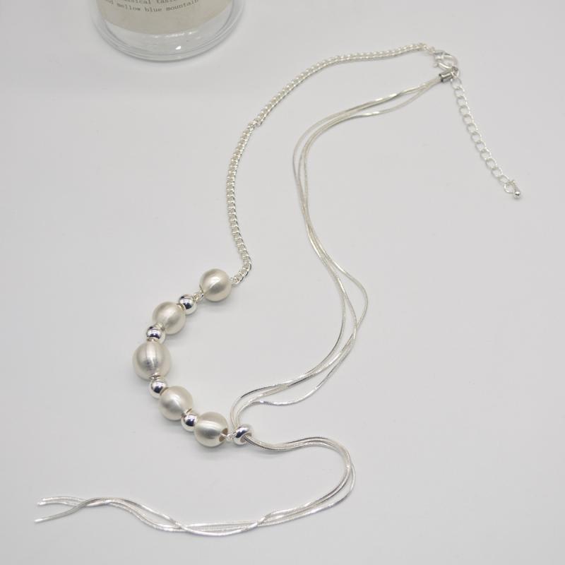 ネックレス レディース レイヤード 多連 スネークチェーン メタルボール 長さ調整可能 アジャスター 上..