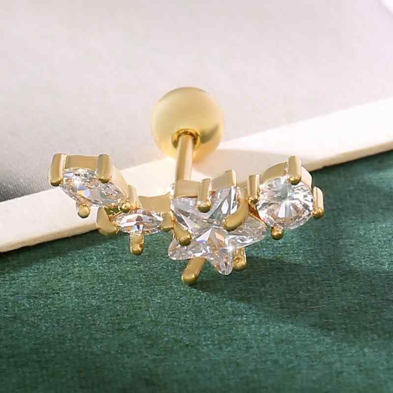 ピアス レディース 欧米風 ステンレス ジルコニア スターデザイン 小さめ耳たぶ用 軟骨用 イヤーロブ ..